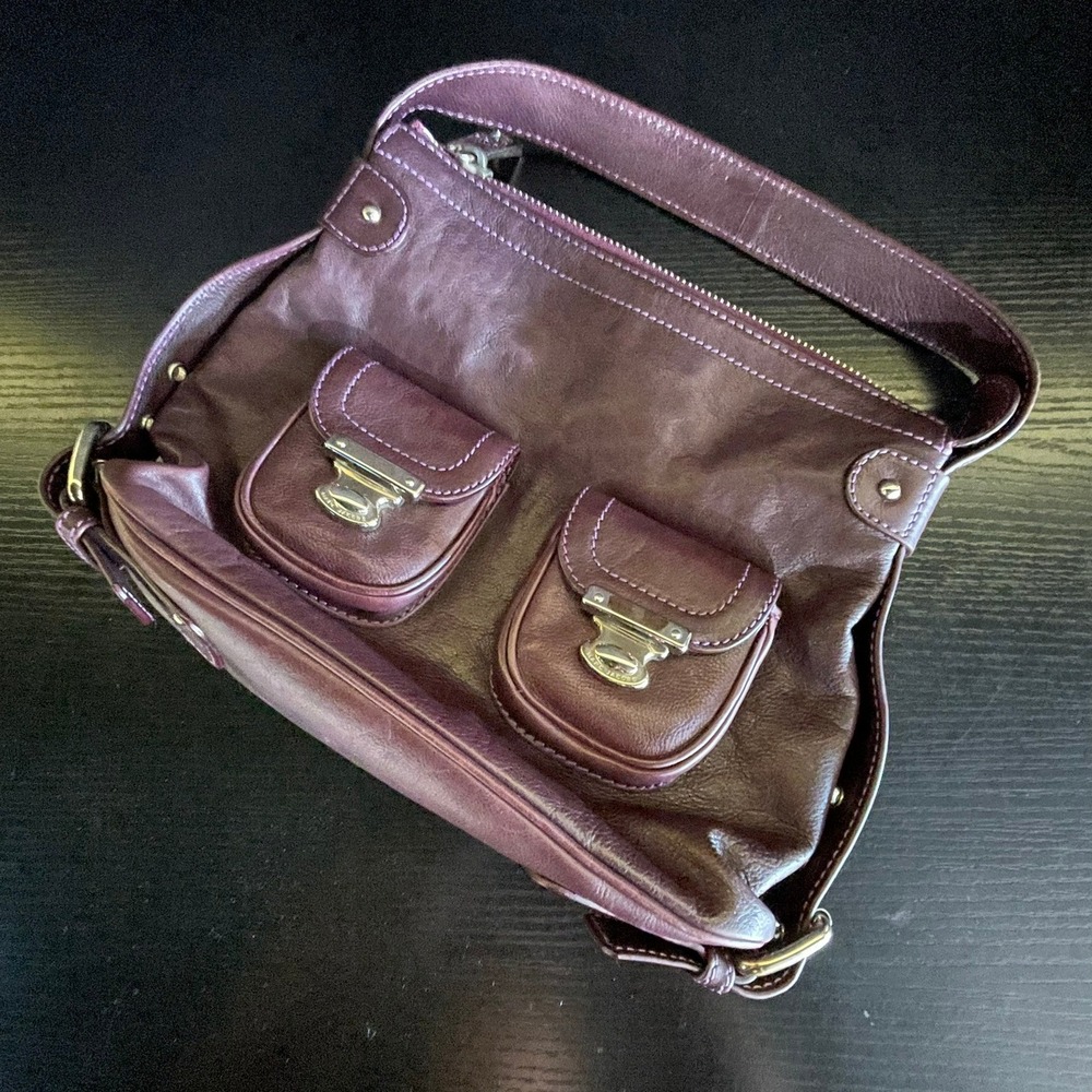 Marc Jacobs Mini Sofia Hobo Bag Women Small Purple Leather Good Push Lock Italy